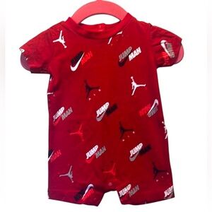 Nike Jordan Baby Jumpman Red Black Romper Size 0-3 Months